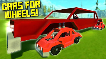 I Made a Car With ACTUAL CARS FOR WHEELS! - Scrap Mechanic Gameplay