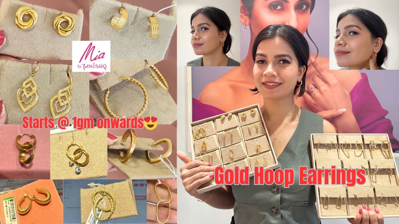 Mia By Tanishq Lightweight Gold Hoop Earrings Designs With Price💥|Trendy Gold Hoop Earrings Designs