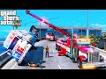 Police Mobile Command Center Flips Over While Responding - GTA 5 Heavy Wrecker Rescue Towing