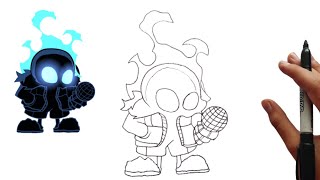 Drawing Nightmare Sans Friday Night Funkin' VS Indie Cross V1 (Cuphead Sans Bendy) (FNF Mod)