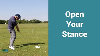 Open your stance for a better hip turn.