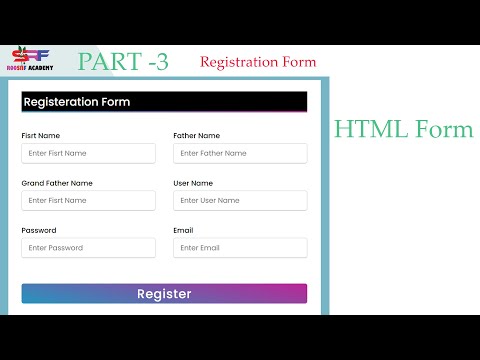 Registration Form in HTML || PHP || Form  Layout Form Using CSS || Part-3