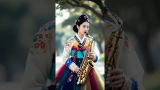 🎷한복 입은 동양미녀의 섹소폰… 클릭 안 하면 후회합니다 #saxophone #sax #music #beautiful #트로트 #cover #duet