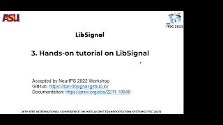 Hands on tutorial on LibSignal (live at ITSC 2023)