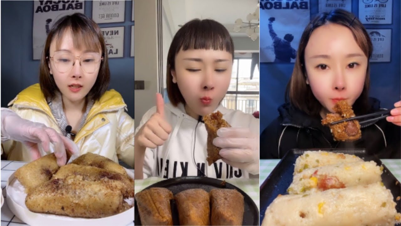 (ENGSUB) ASMR | Kwaii App muckbang | Chinese sticky rice dumplings (zongzi)