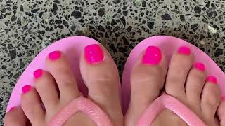 Pedicure with Neon Pink Nail Polish