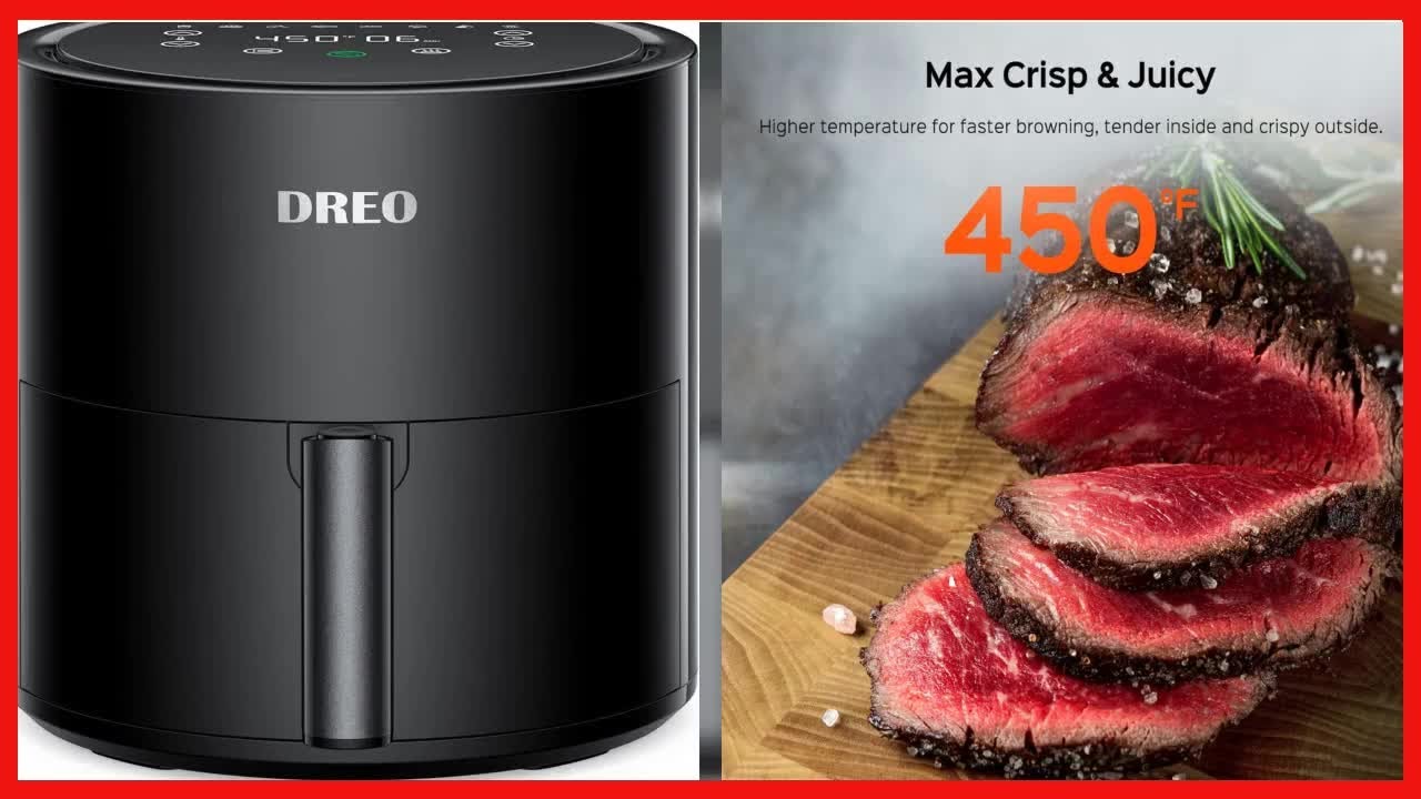 Dreo Air Fryer - 100°F to 450°F, 4 Quart Hot Oven Cooker with 50 Recipes