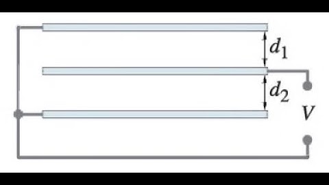 (24-26) Three conducting plates, each of area A, are connected as shown in Fig. 24-22. (a) Are the t