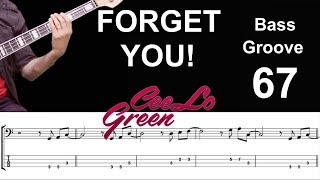 FORGET YOU (CeeLo Green) How to Play Bass Groove Cover with Score & Tab Lesson chords