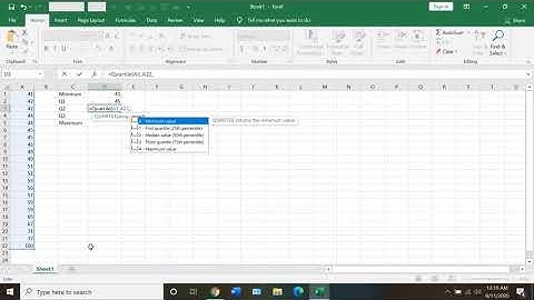 Find the Five Number summary using Excel