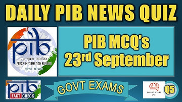 PIB MCQs | 23 september | Dagelijkse quiz over actuele zaken voor overheidsexamens