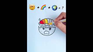 Emoji draw challenge/ Emoji mixing drawing/  🤯+ 🌈 + 🌍 = ?