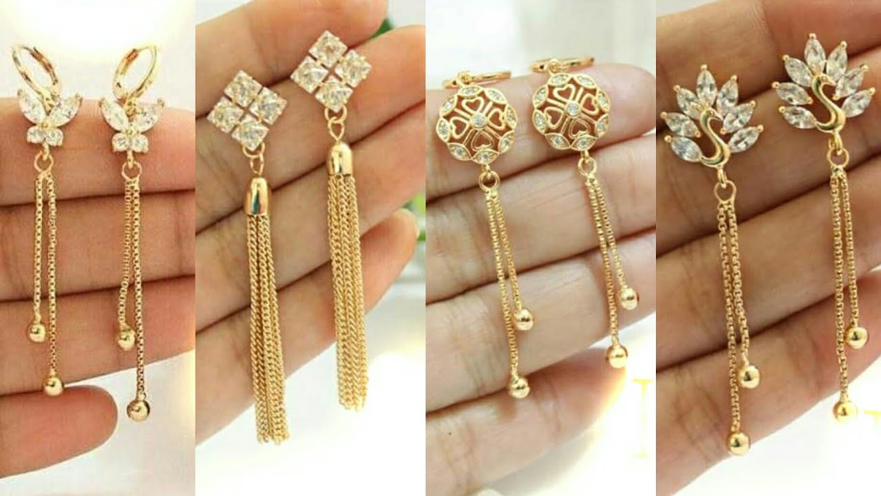 Buy quality Cz fancy triangle fancy earrings 22k gold in Rajkot