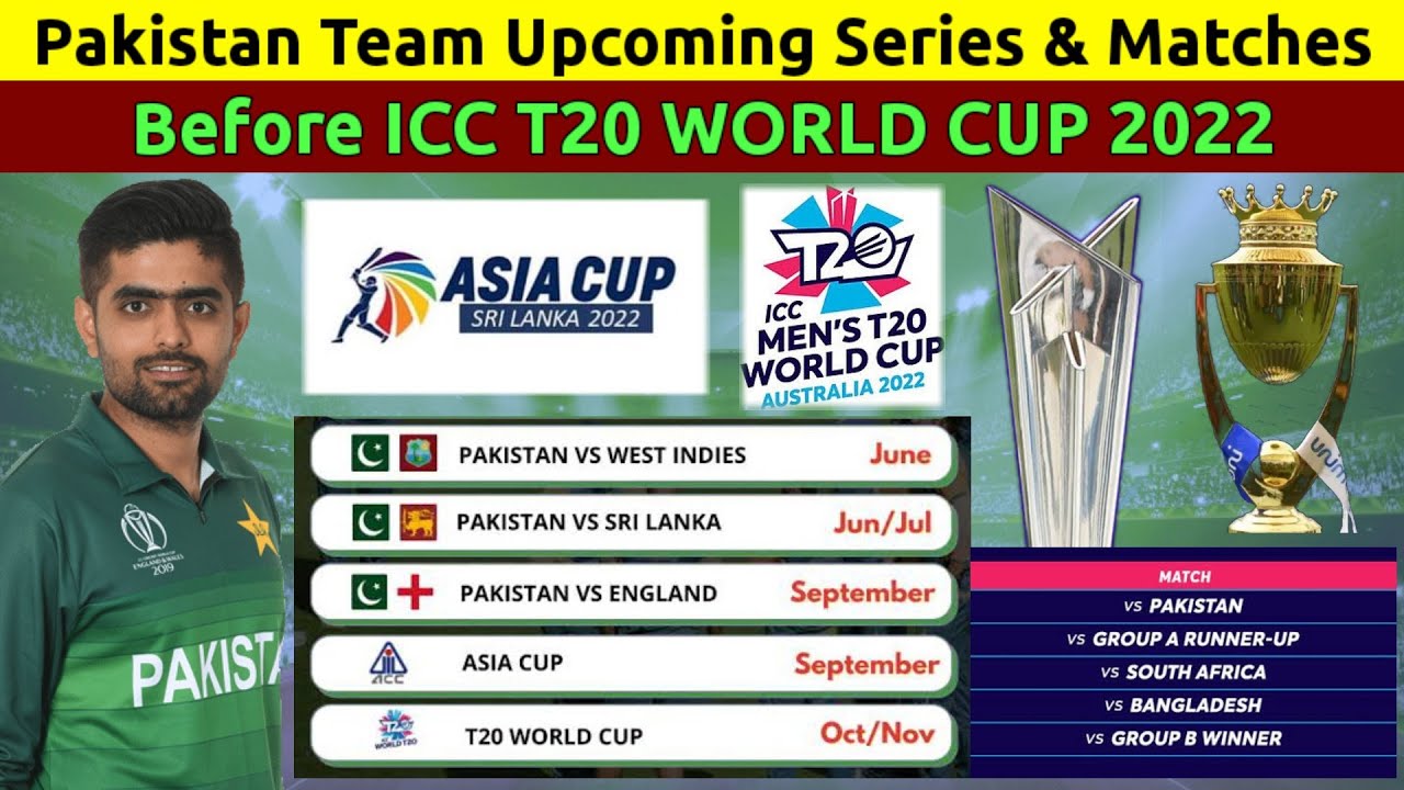 Pakistan Team Upcoming Series and Matches before ICC T20 World Cup 2022 Pakistan Full Schedule 2022
