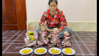 Mom Best Teaching 4 Siblings To Sit Meditating & Calm Before Eating Dinner Treat Together ,