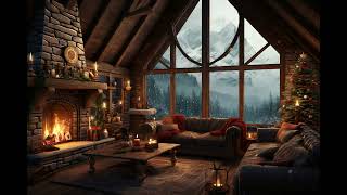 Christmas Cabin with Music | 1 Hour of Cozy Ambience, Fireplace & Snowfall