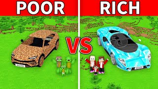 JJ's RICH DIAMOND Car vs. Mikey's POOR DIRT Car Battle  Maizen Parody Video in Minecraft