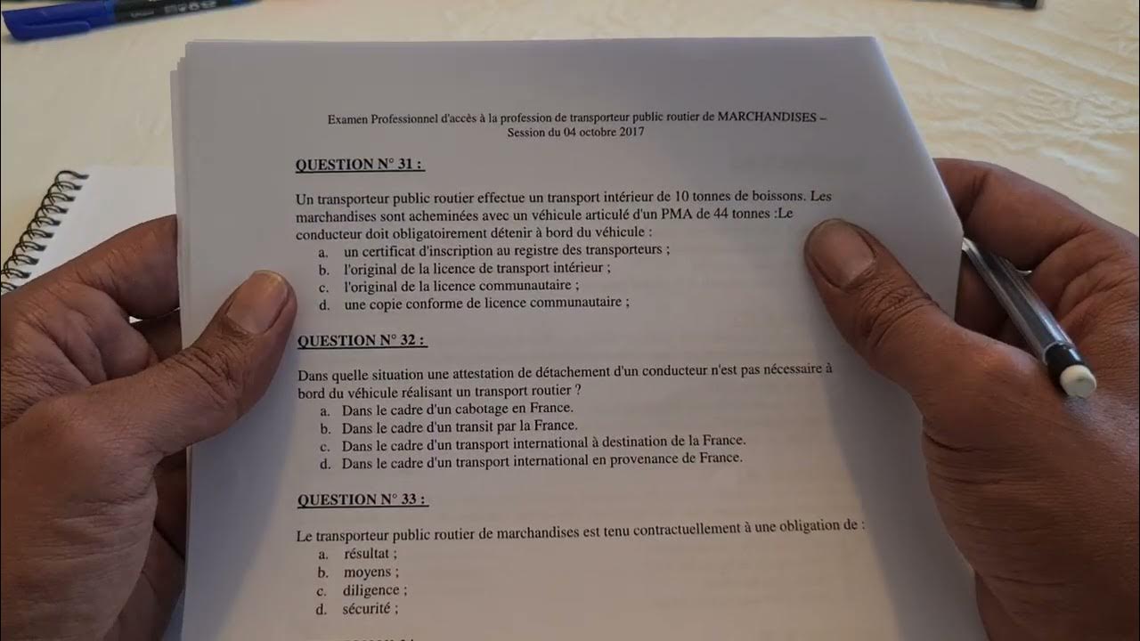 Examen Capacité De Transport De Marchandise Moins De 3t5 2021 Examens capacité de transport +3,5t 2017 (1) - YouTube