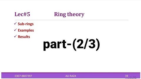 Ring theory lec#5(2/3) Examples of Subrings
