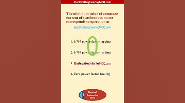 The minimum value of armature current of synchronous motor corresponds to operation at