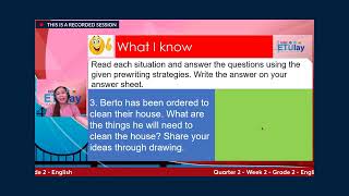 ETULAY ENGLISH 2 Q2 WEEK2  Generating Ideas Through Pre Writing Activities