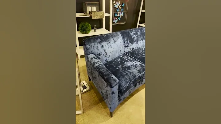 LR-3351 Restored Vintage Blue Velvet Curved Back Sofa