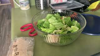 How to make a 3 Minute Caesar Salad while camping in a tiny Aliner