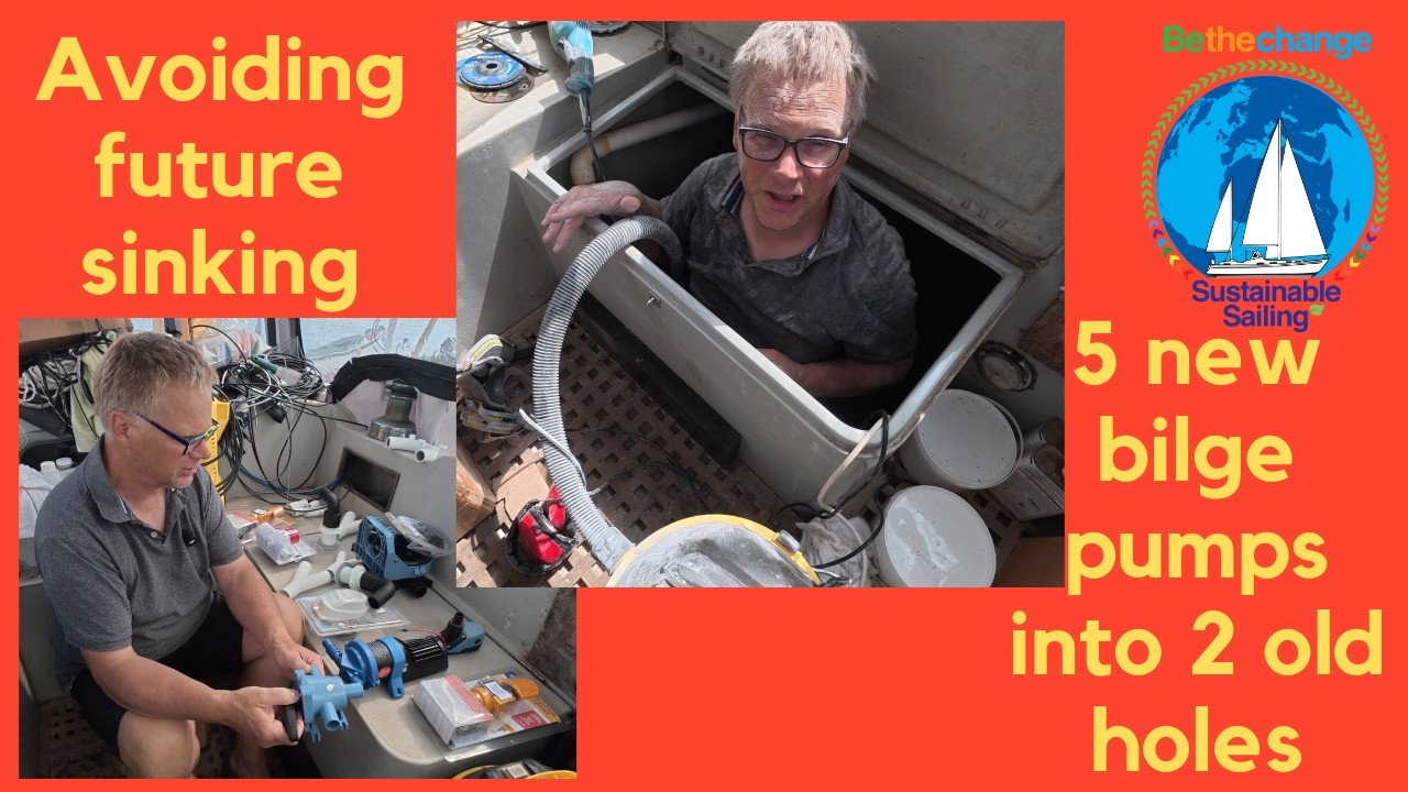 ⁣Starting to fit 5 new bilge pumps into 2 old holes in the boat #BoatRefit #DIY #BilgePump