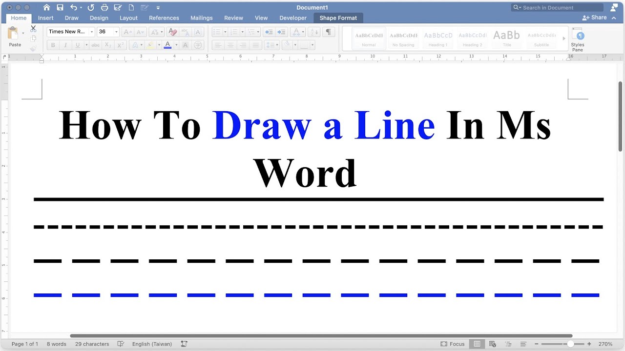 How To Draw Line In Word 