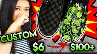 BALLIN ON A BUDGET | VANS SUPREME SKULL PILE CUSTOM FROM $6 SHOES! + THRIFT TRIP
