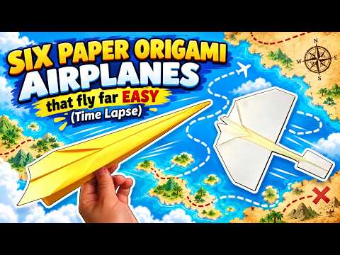 Six Paper Origami Airplanes ✈ that fly far EASY (Time Lapse)