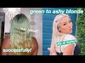 green to ashy blonde hair at home/me being annoying for 10 mins straight