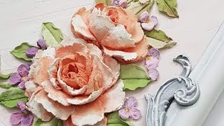 How to make sculpture paste flowers, sculpture painting on canvas, texture paste flowers