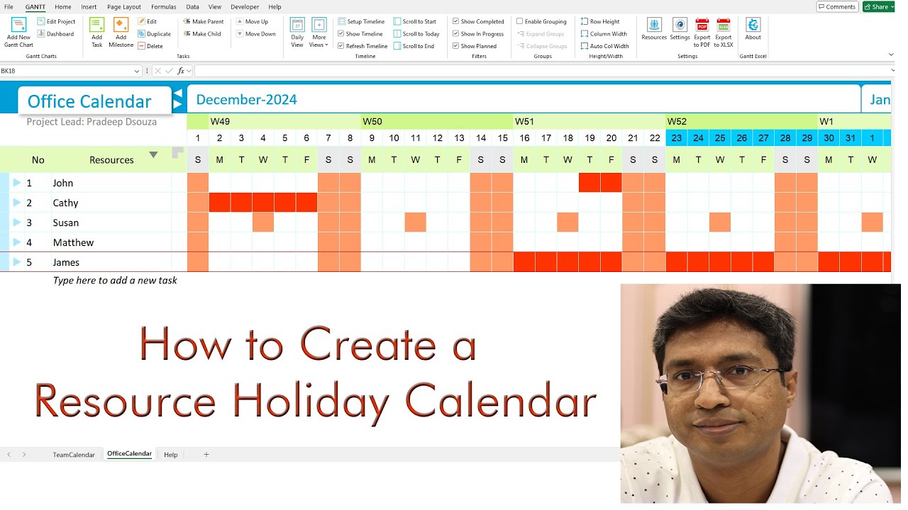 How to create a Resource/ Team Calendar? or Holiday Calendar in ...