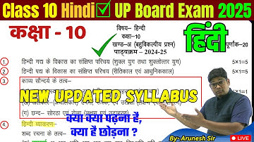 UP Board Class 10th New Hindi Syllabus 2025,/ कक्षा 10 हिंदी का नया पाठ्यक्रम अब नही बदलेगा कोर्स
