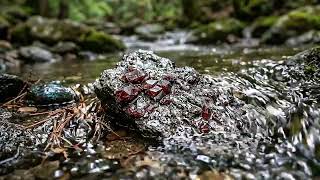 Hidden Ruby Crystals in a Forest Stream | Mesmerizing Water White Noise for Deep Sleep