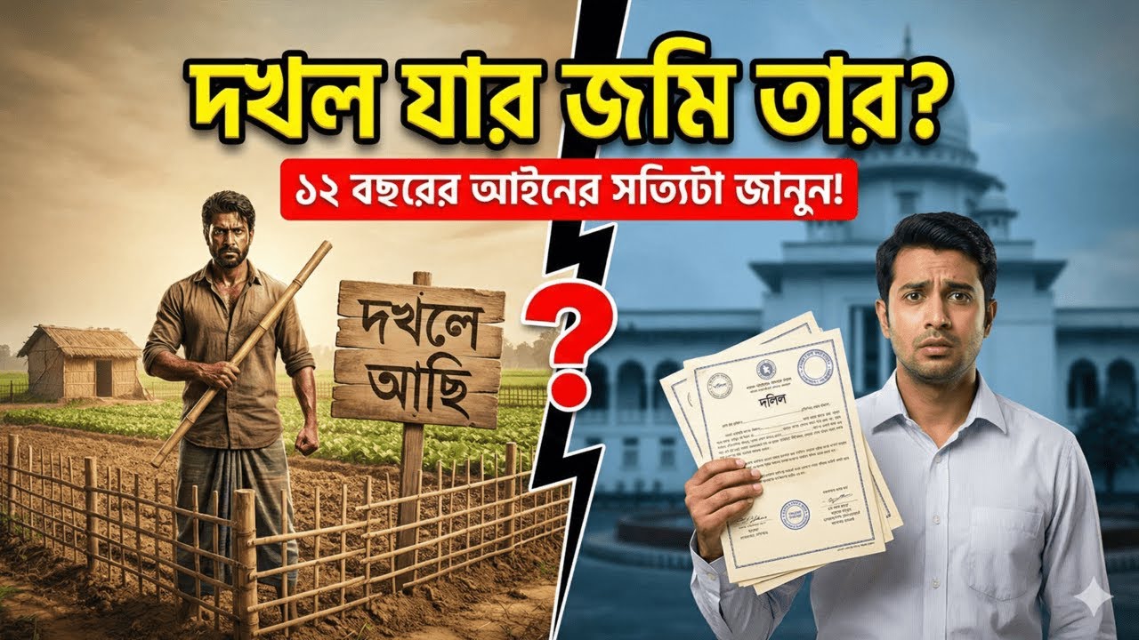 দখল যার জমি তার? ১২ বছরের দখলি স্বত্ব নিয়ে আইন কী বলে? ⚖️