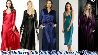 Long Mulberry Silk Satin Night Dress for Women screenshot 2