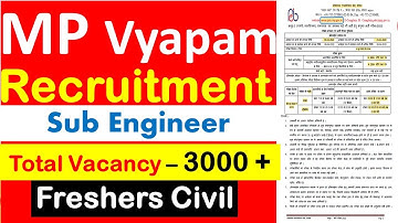 MP Vyapam Sub Engineer Recruitment 2022 | 3000+ Vacancy 🔥 | Fresher Civil | Civil Engineering Jobs