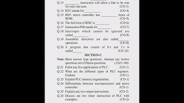 #HSBTE Diploma 5th Semester Electrical Engineering Sample Paper of PLC & Microcontroller