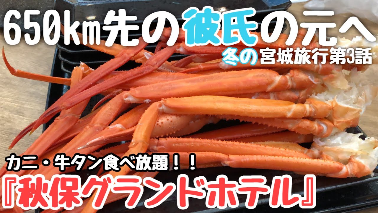 宮城旅行 650kmの遠距離カップルが行く冬の宮城旅行vlog 第3話 カニに牛タンにお寿司も食べ放題 コスパ最高の秋保温泉 秋保グランドホテル Youtube