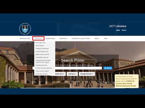 How to navigate UCT Libraries webpage