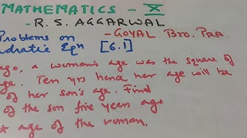ICSE Class X Problems on Quadratic Equation:-R S AGGARWAL Solutions [Episode 6.1]
