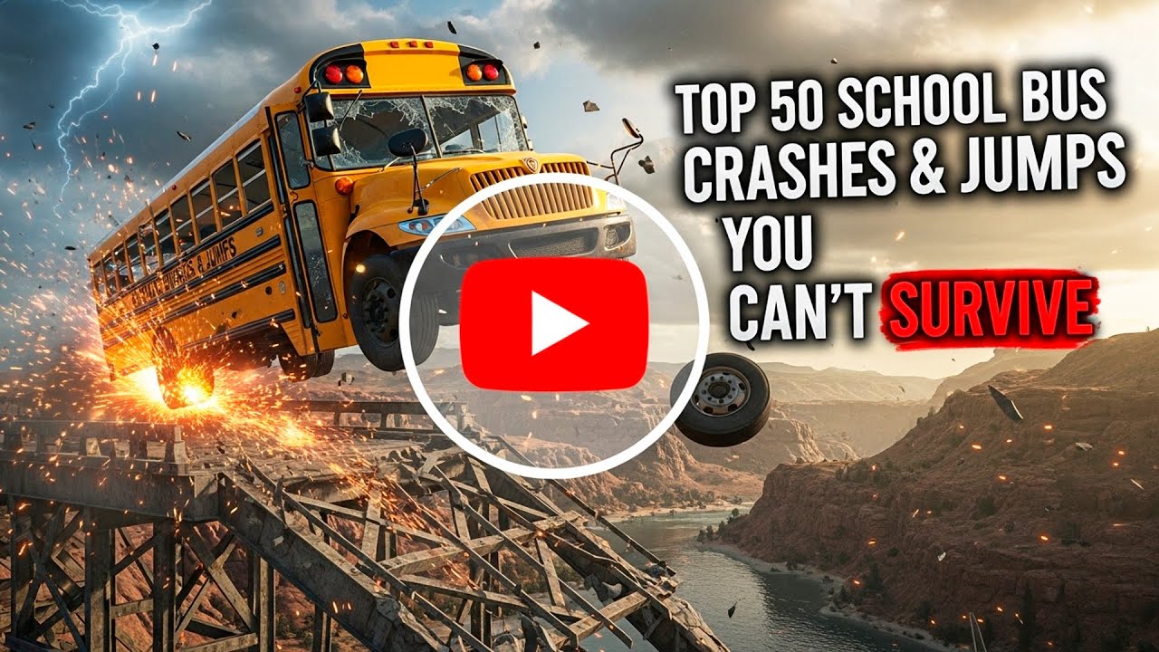 School Bus Crash Compilation – Top 50 BeamNG Drive Yellow Bus Jumps