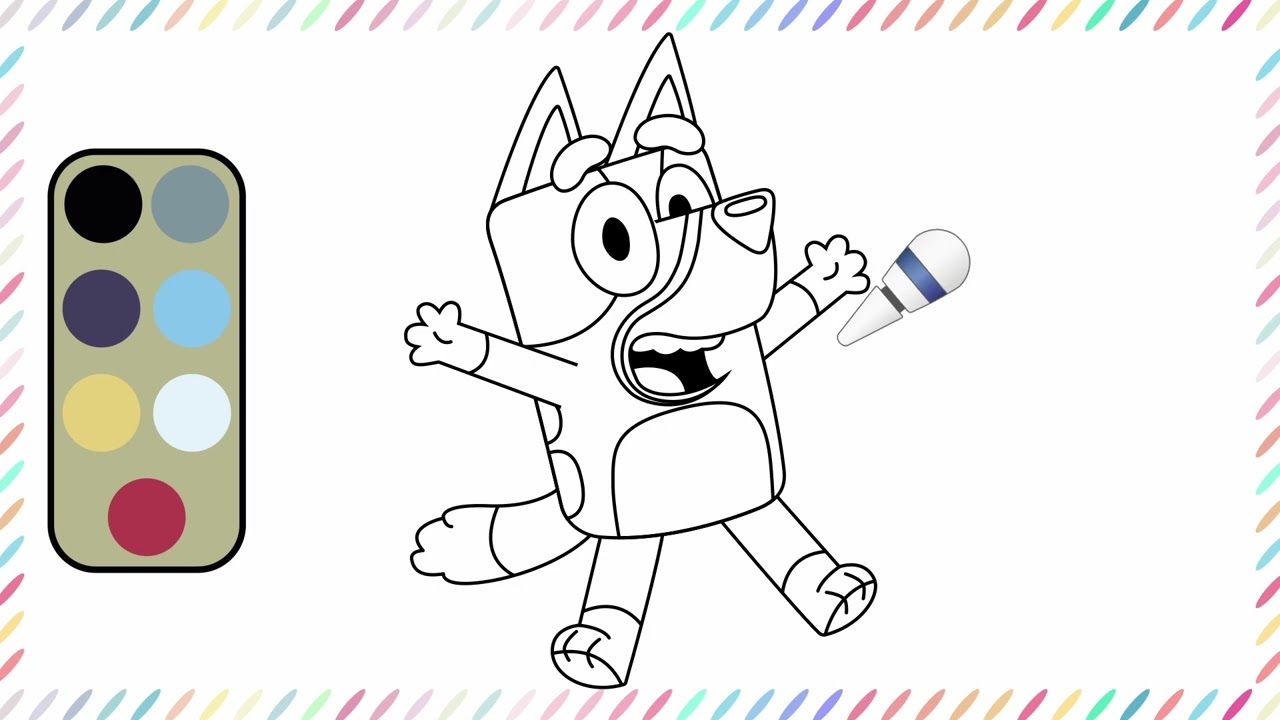 Dibuja y Colorea A Bluey 🐶❤️🧡🌈 Dibujos Para Niños - Dibujo Fácil