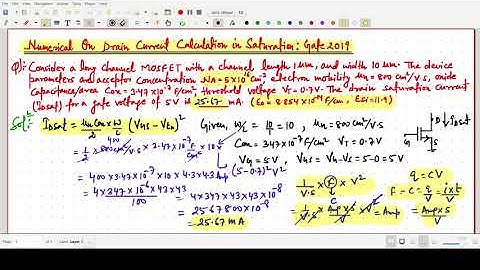 Numerical on Drain Current Calculation in Saturation Region: Gate 2019