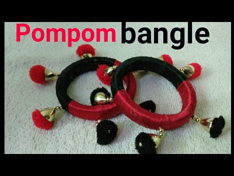 Valentine's day spacial rad and black pompom bangles. New design silk thread pompom bangle Pompom. - YouTube