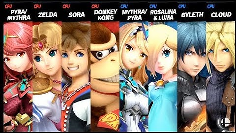 Pyra Mythra and Zelda and Sora and Donkey Kong VS Mythra Pyra and Rosalina Luma and Byleth and Cloud