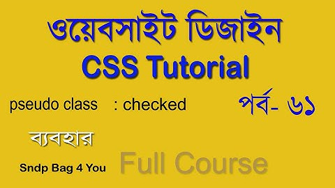 html & css bangla tutorial full course for beginners | use css form pesudo class checked