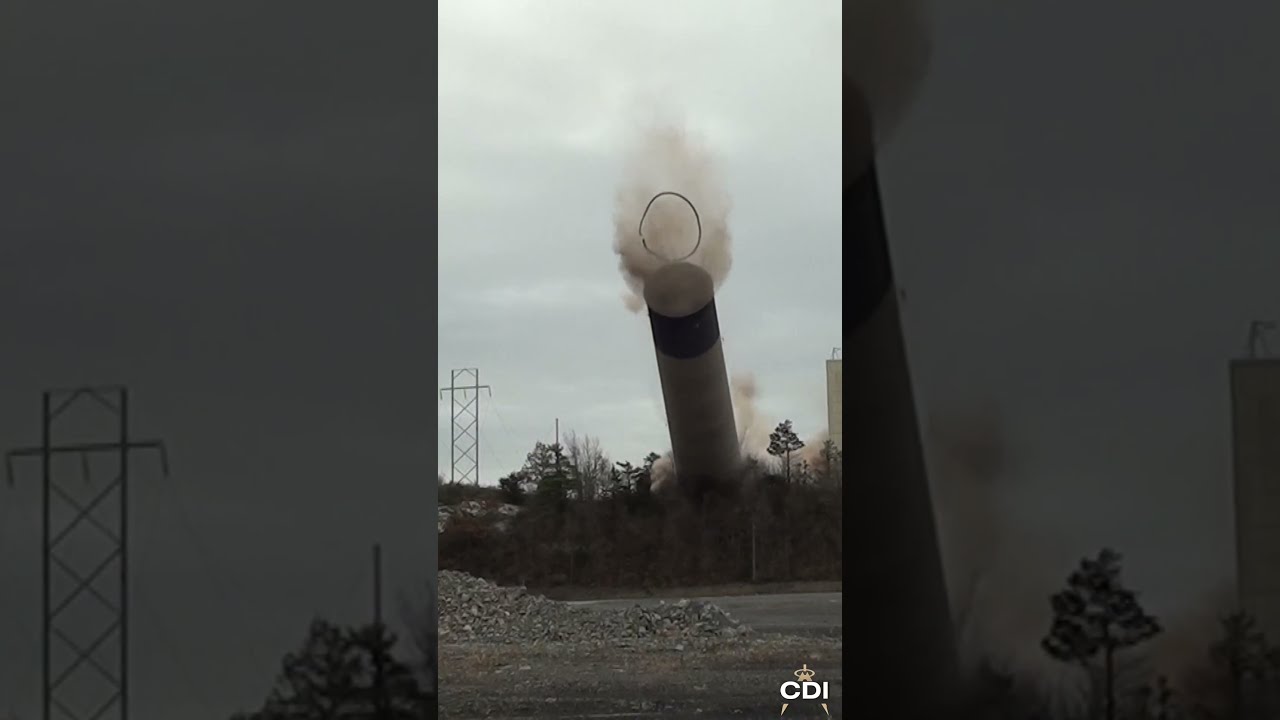 EXPLOSIVES DEMOLITION Chimney Demolition Concrete
